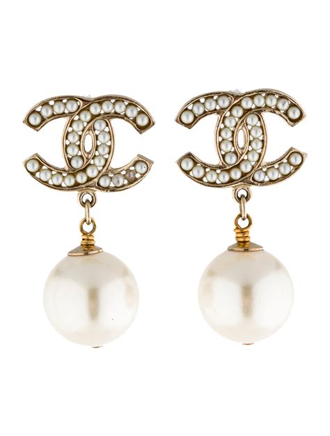 chanel earrings pearl drop price|pearl drop earrings vintage.